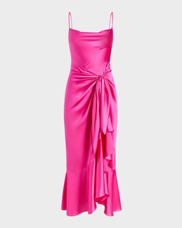 Vivienda Silk Tie-Waist Midi Dress